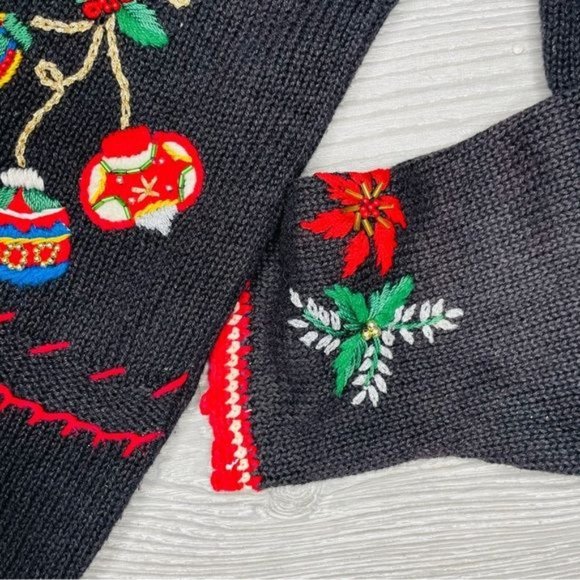 vintage work in progress christmas sweater embroidered sweater sequin s (6-8) - Picture 4 of 6